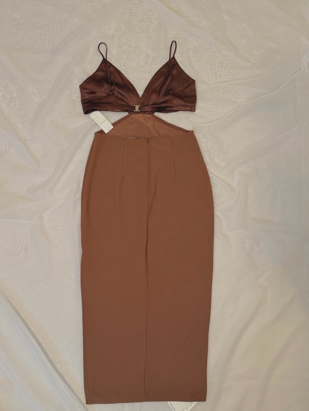*NWT* A&F Mixed Fabric Midi Dress- Brown, Size: M - Picture 7 of 8